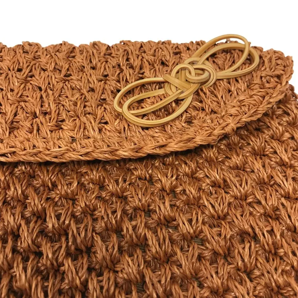 genie Vintage Rust Woven Straw Clutch Envelope Style